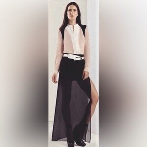 BCBGMaxAzria Beshoy Shorts w Silk Chiffon Maxi Overlay w Front Slit & Zip Shorts